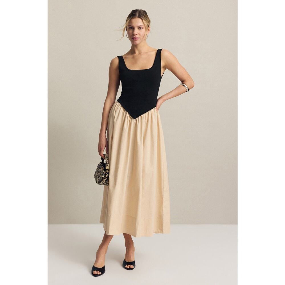 Ronny Kobo x RTR Combo Drop Waist Midi Dress XS Pre owned